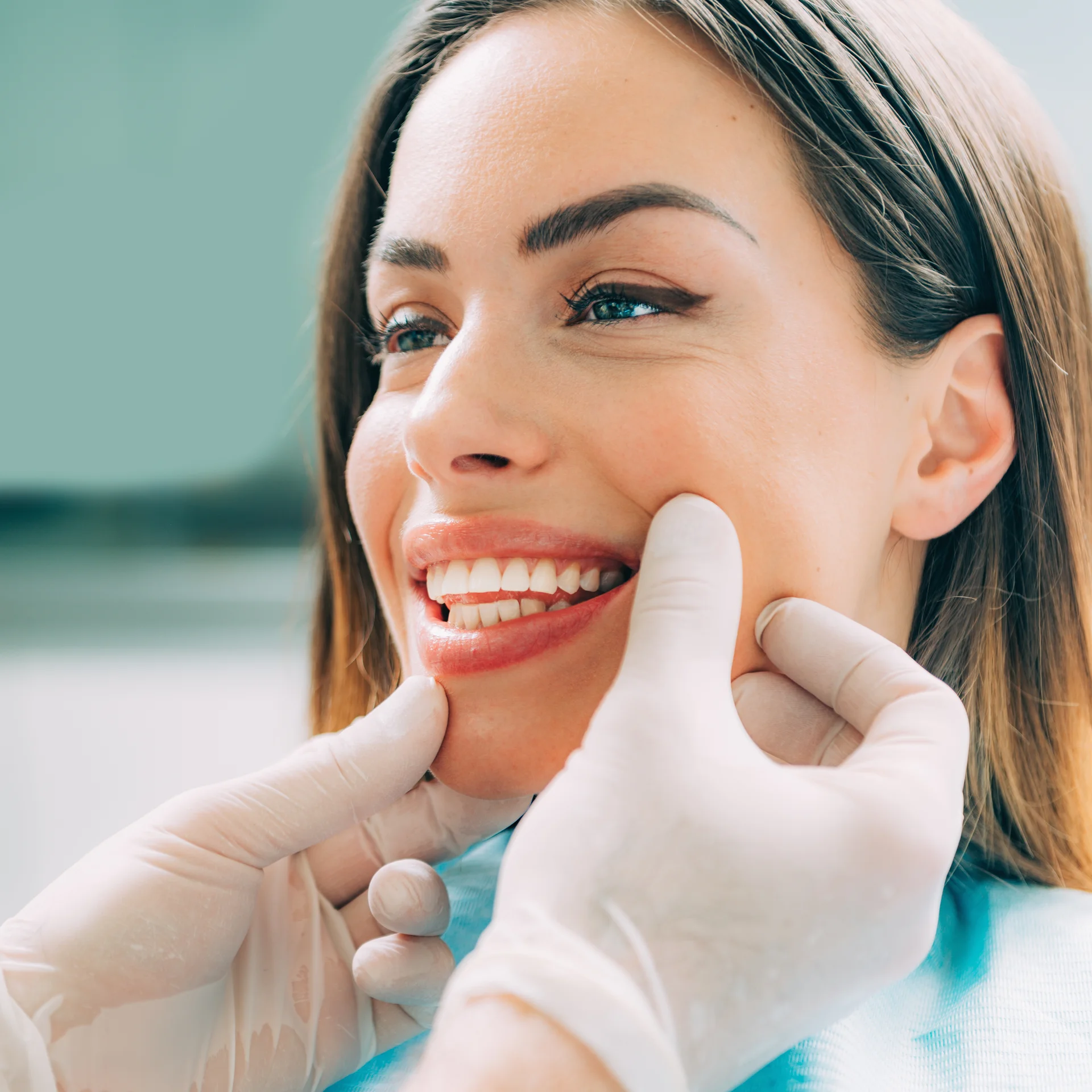 Close-up of a natural-looking smile after cosmetic dental care